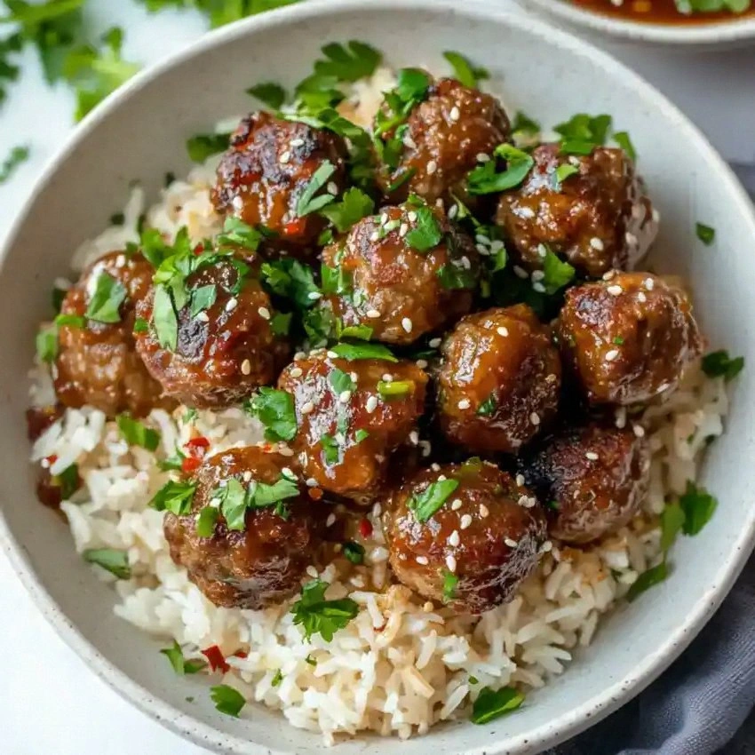 Easy Meatballs and Rice Bowl R