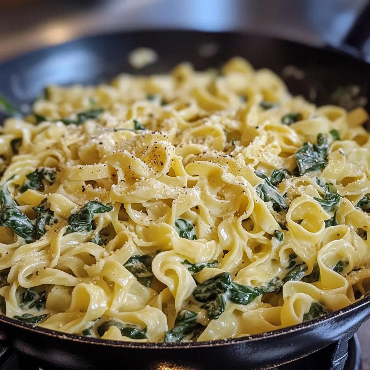 Easy One-Pan Creamy Spinach Eg