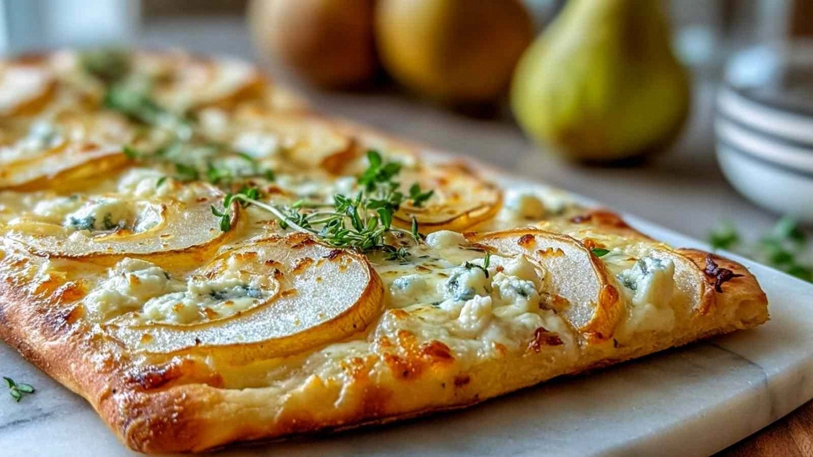 Easy Pear and Gorgonzola Flatb