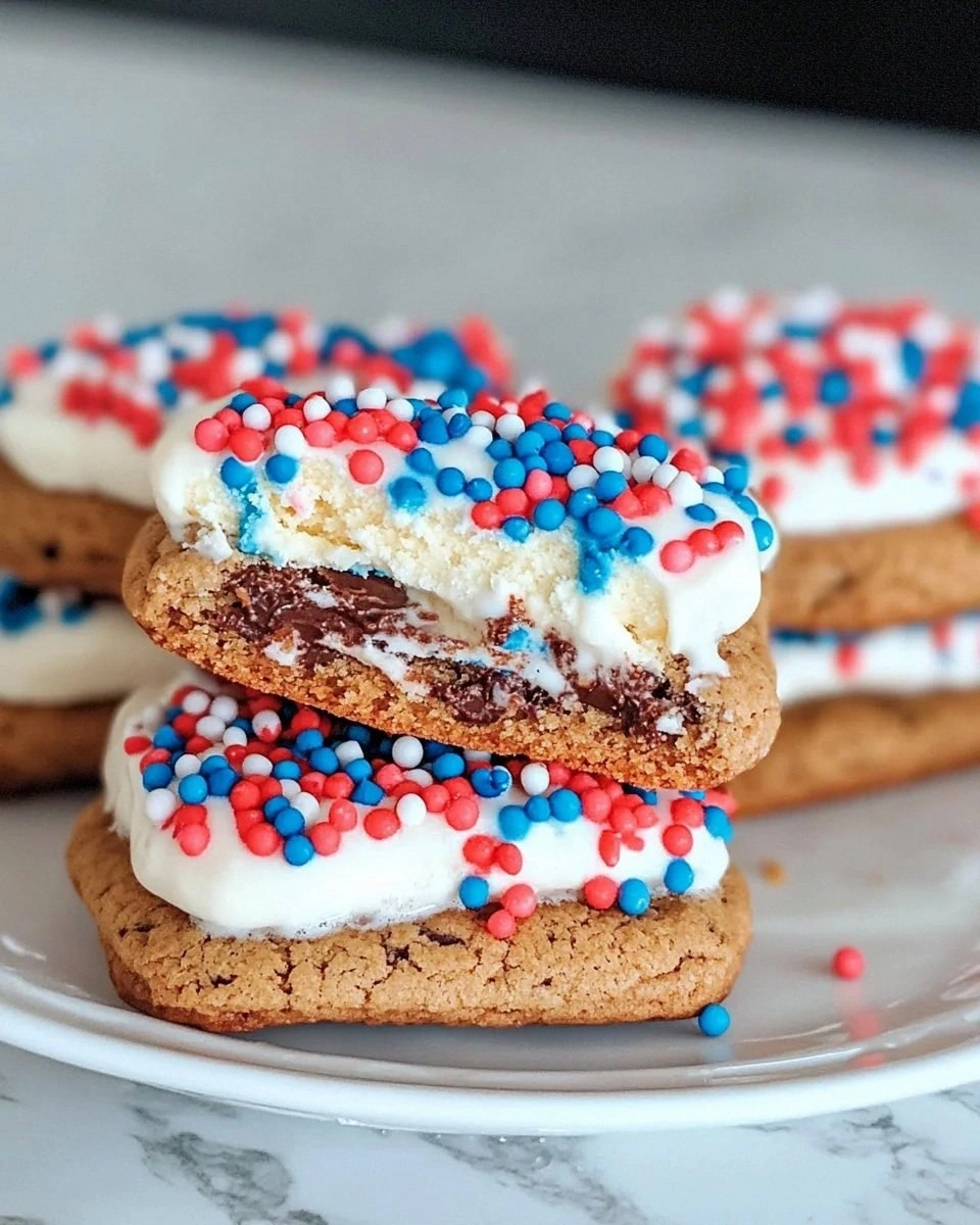 Easy Red, White, and Blue Ice Cream Sandwiches to Impress!