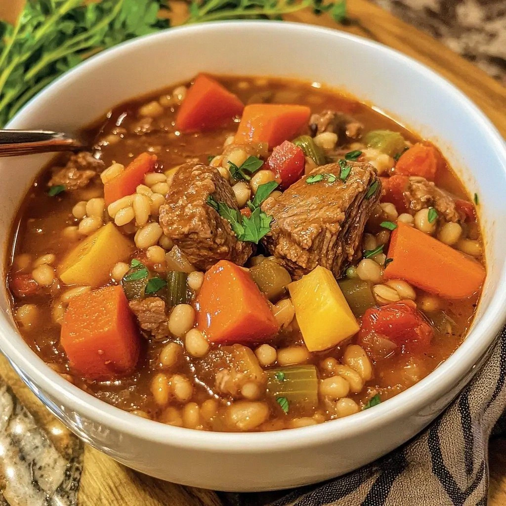 Easy Vegetable Beef Barley Ste