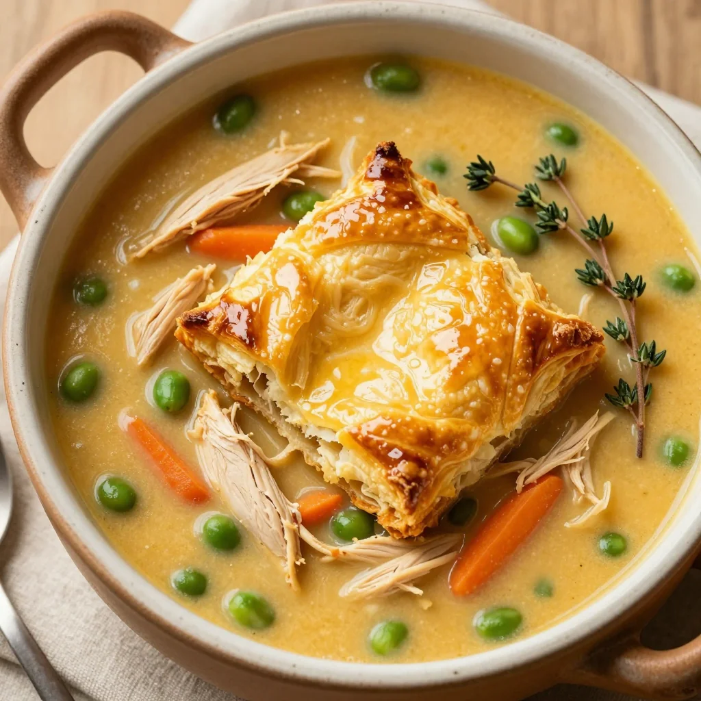 Slow Cooker Chicken Pot Pie Soup for January Comfort Food
