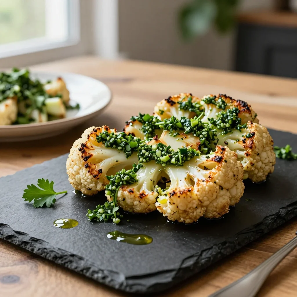 Roasted Cauliflower Steaks with Chimichurri Sauce