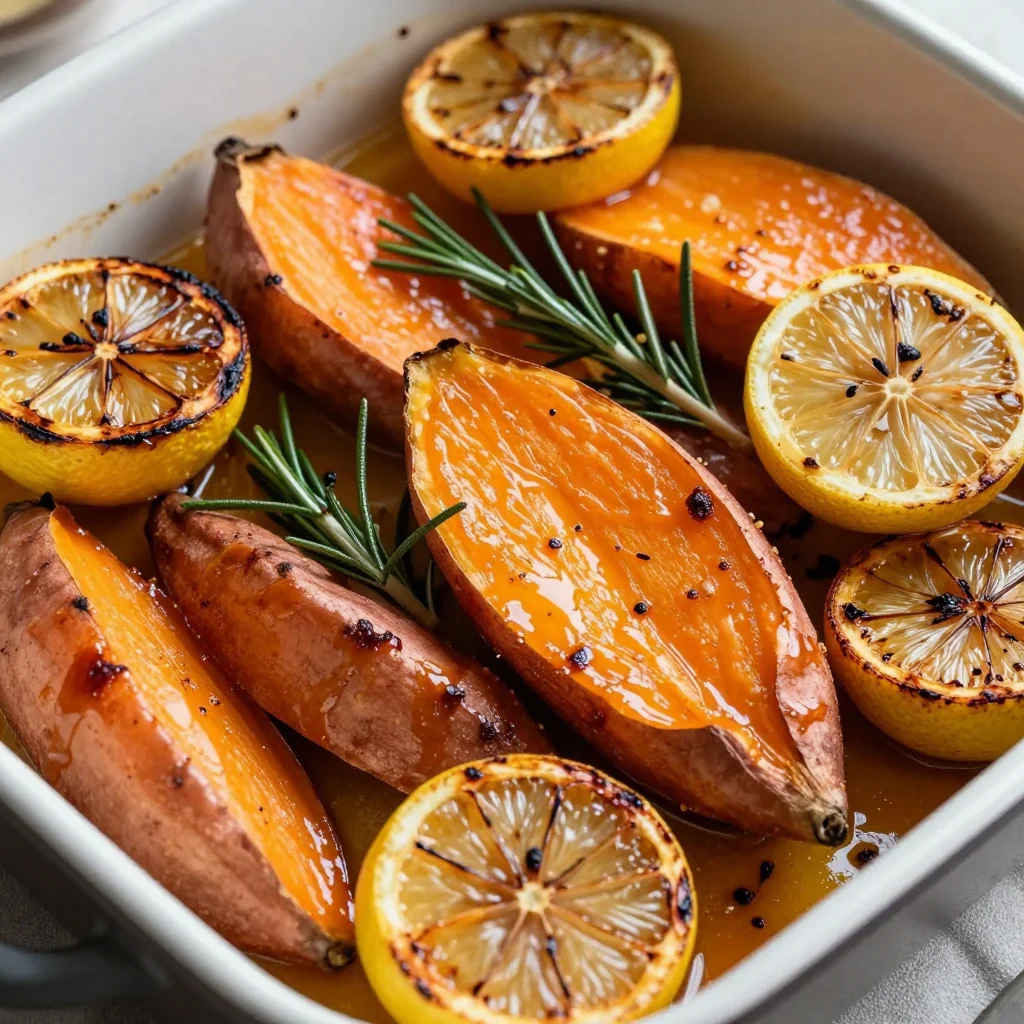 ovenroasted lemons and rosemary sweet potato bake for winter
