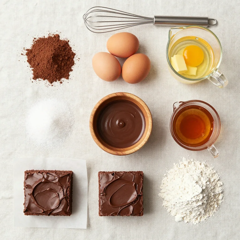 All ingredients for Chocolate Brownies with Frosting