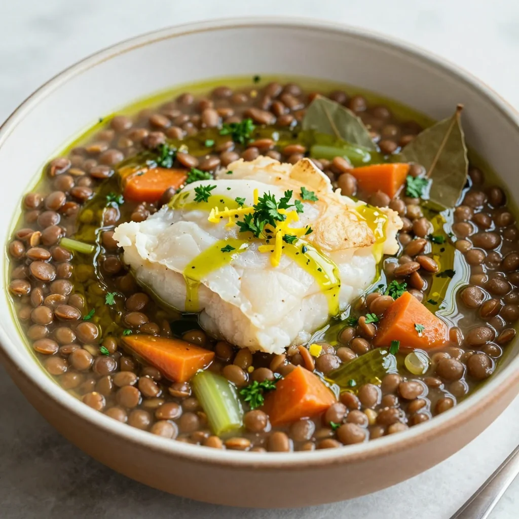 Healthy New Year's Day Cod and Lentil Soup