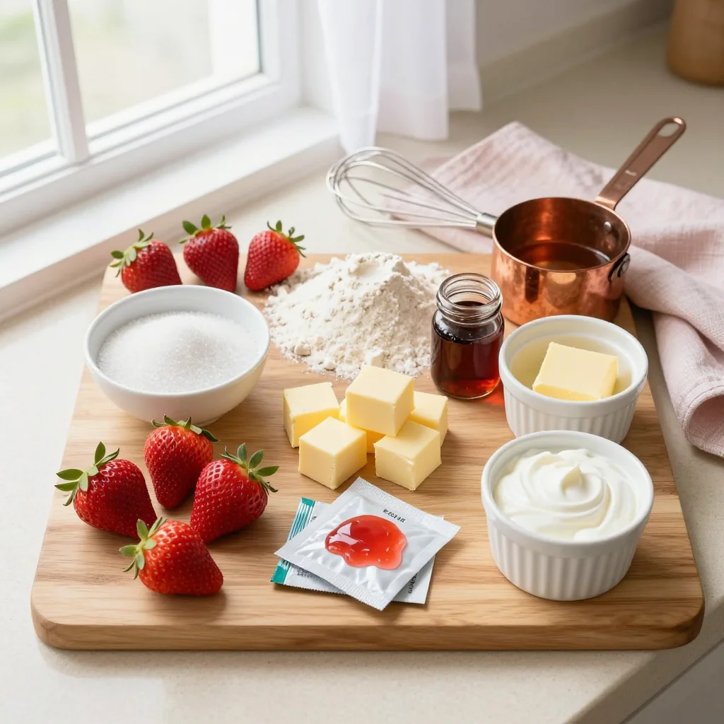 All ingredients for Strawberry Pie with Gelatin Glaze