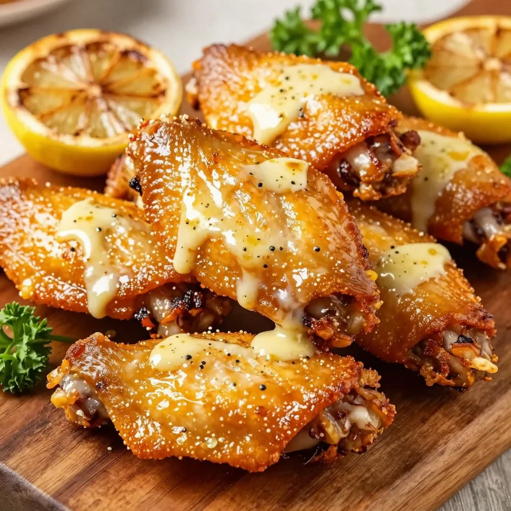Baked Chicken Wings with Lemon Garlic Butter Sauce