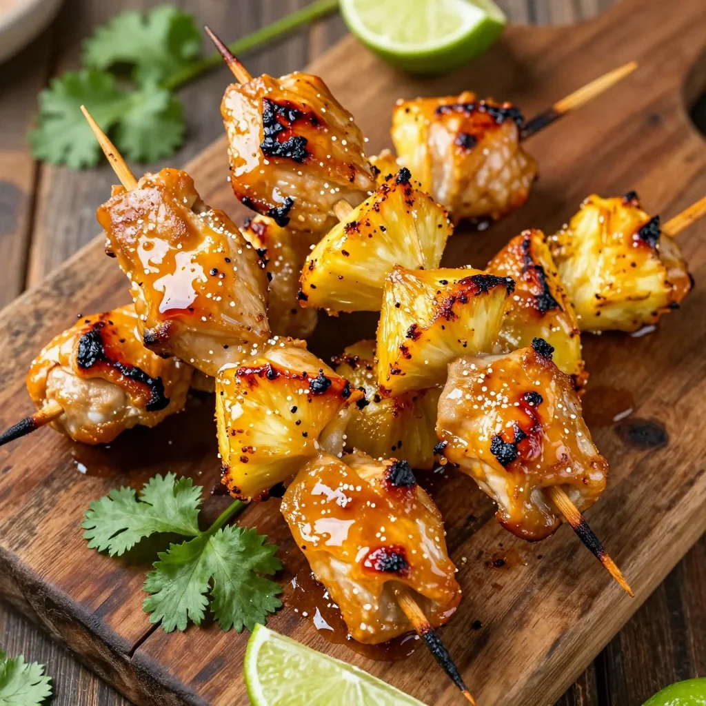 Spicy Honey Lime Chicken Skewers With Pineapple