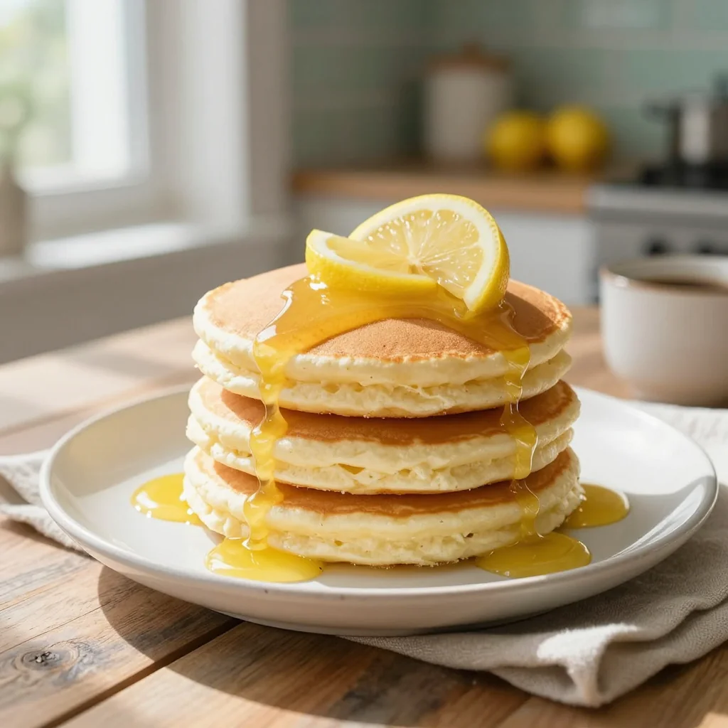 Fluffy Ricotta Pancakes with Fresh Lemon Syrup