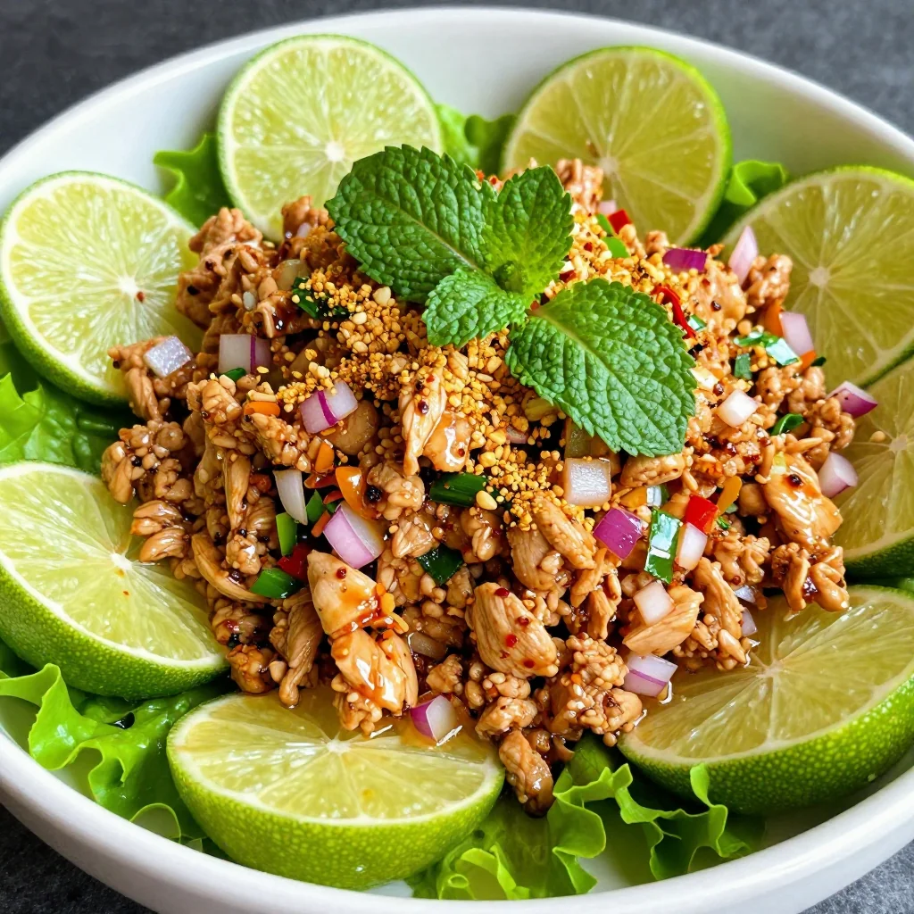Spicy Thai Chicken Larb With Mint And Cilantro Over Lettuce Cups