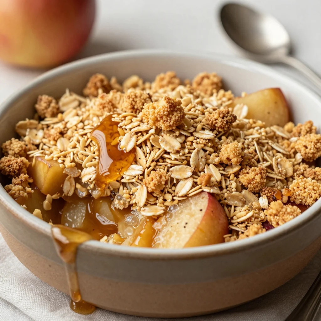 Warm Apple Crumble Oatmeal for Breakfast
