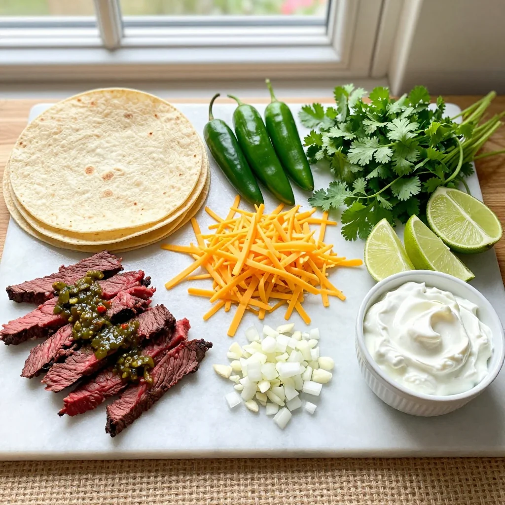 All ingredients for Beef Enchiladas with Green Chile Sauce