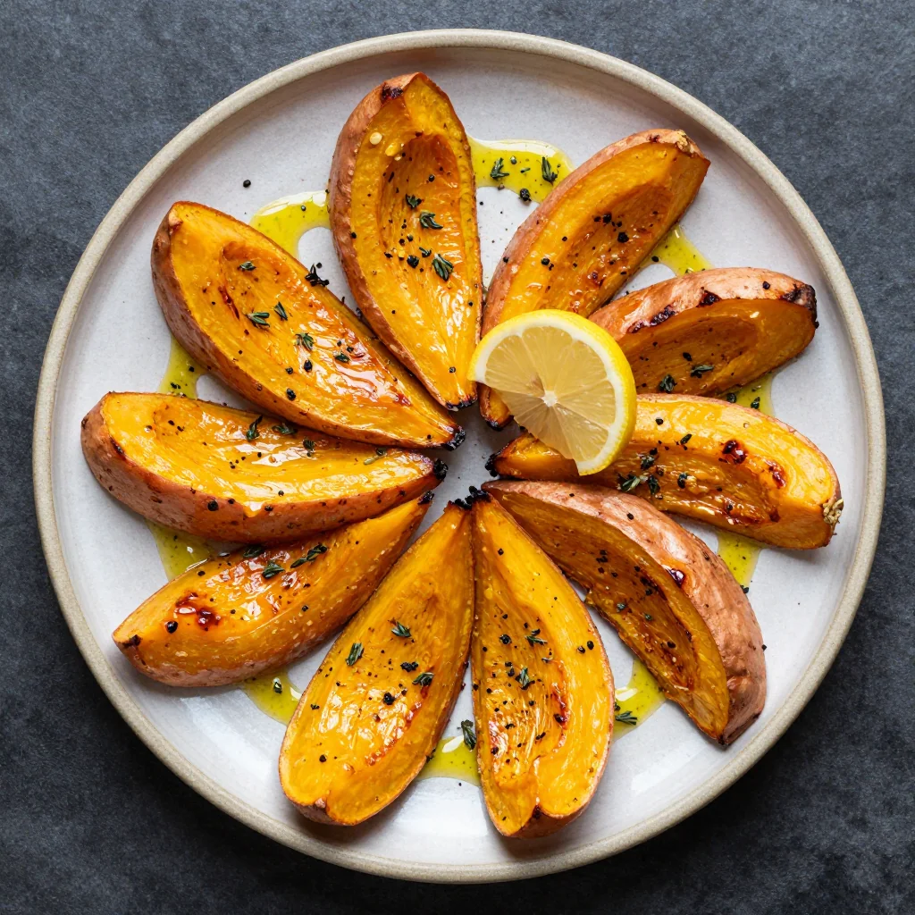 low calorie lemon roasted winter squash and sweet potatoes