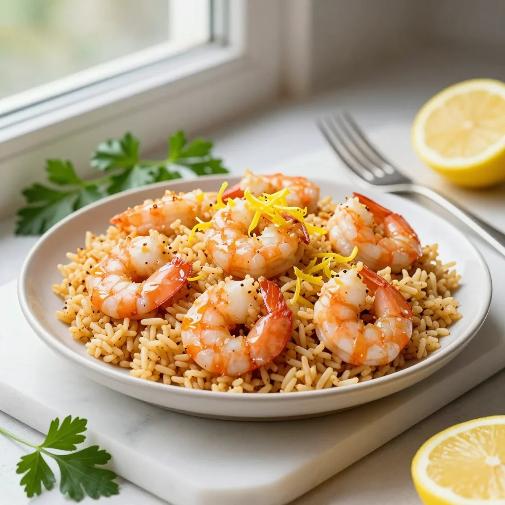 Lemon Garlic Butter Shrimp and Rice