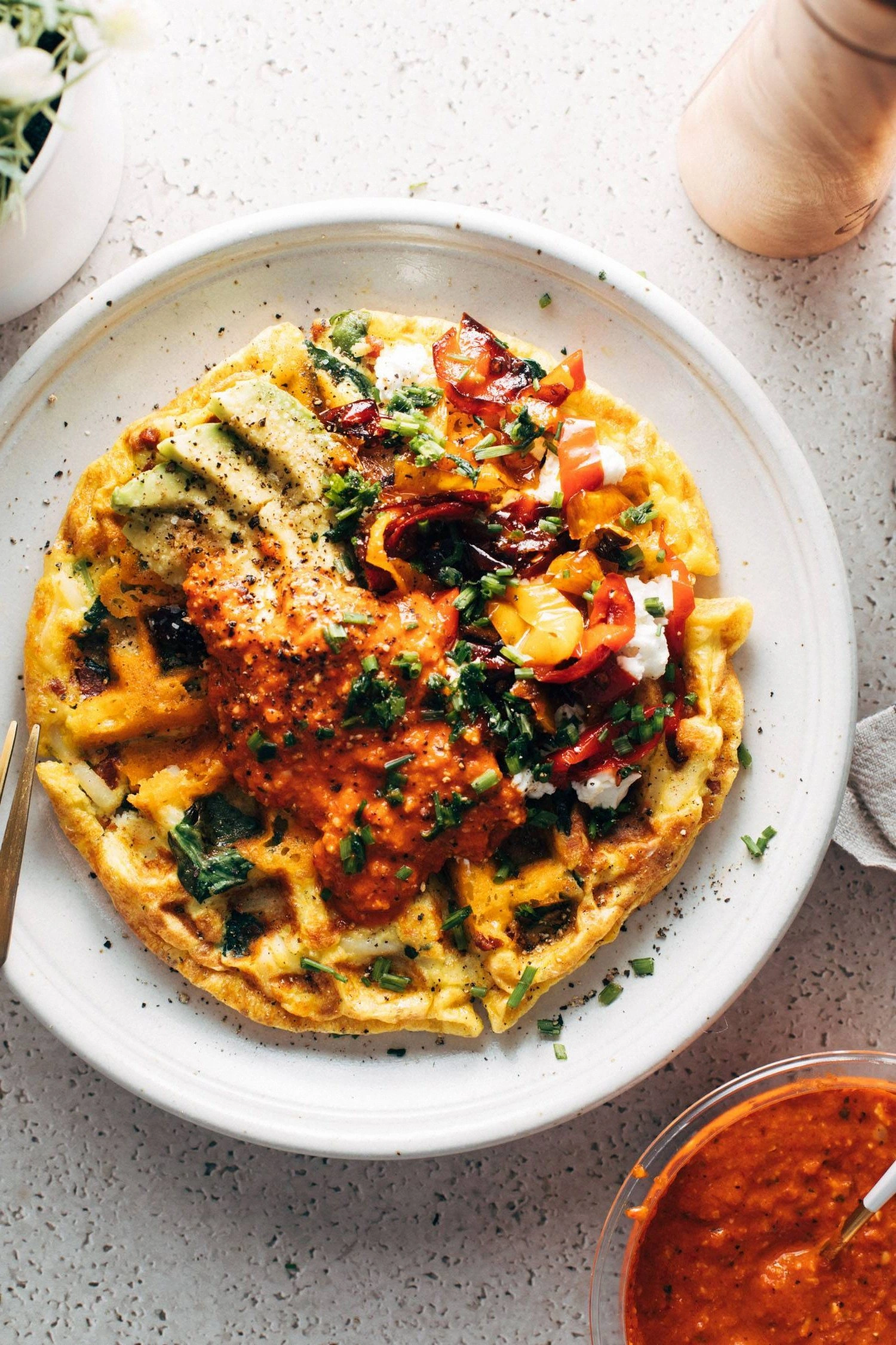Egg Waffles with Romesco and G