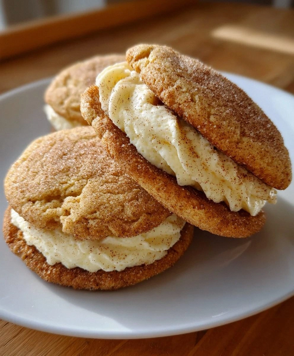 Eggnog Snickerdoodle Sandwich Cookies