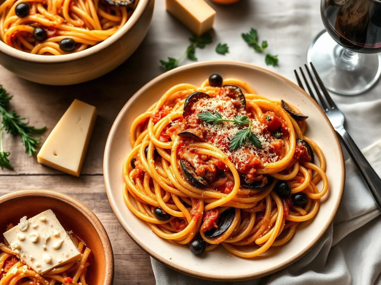 Eggplant Parmesan Pasta Bake