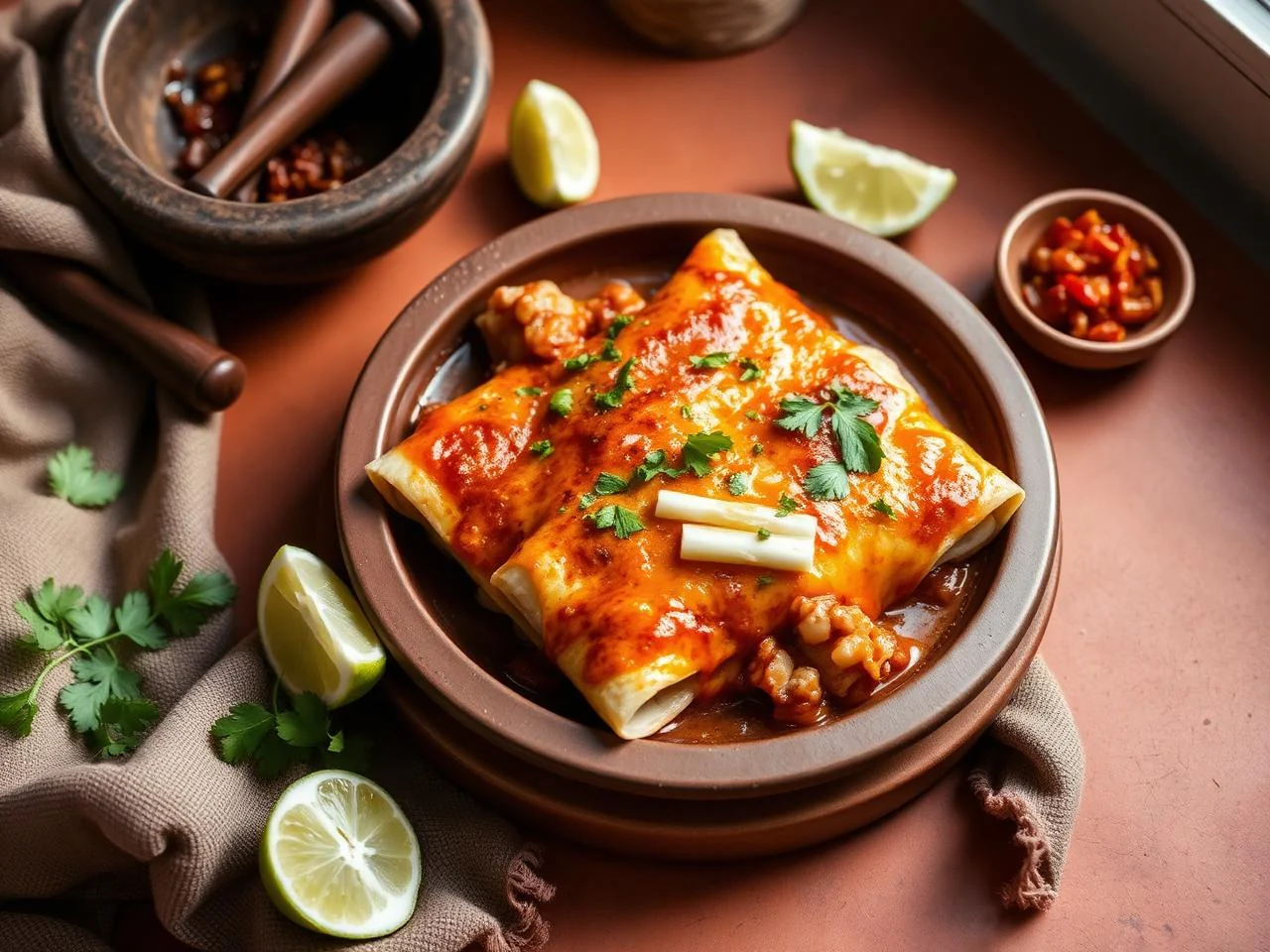 Enchiladas De Camarones Al Chipotle