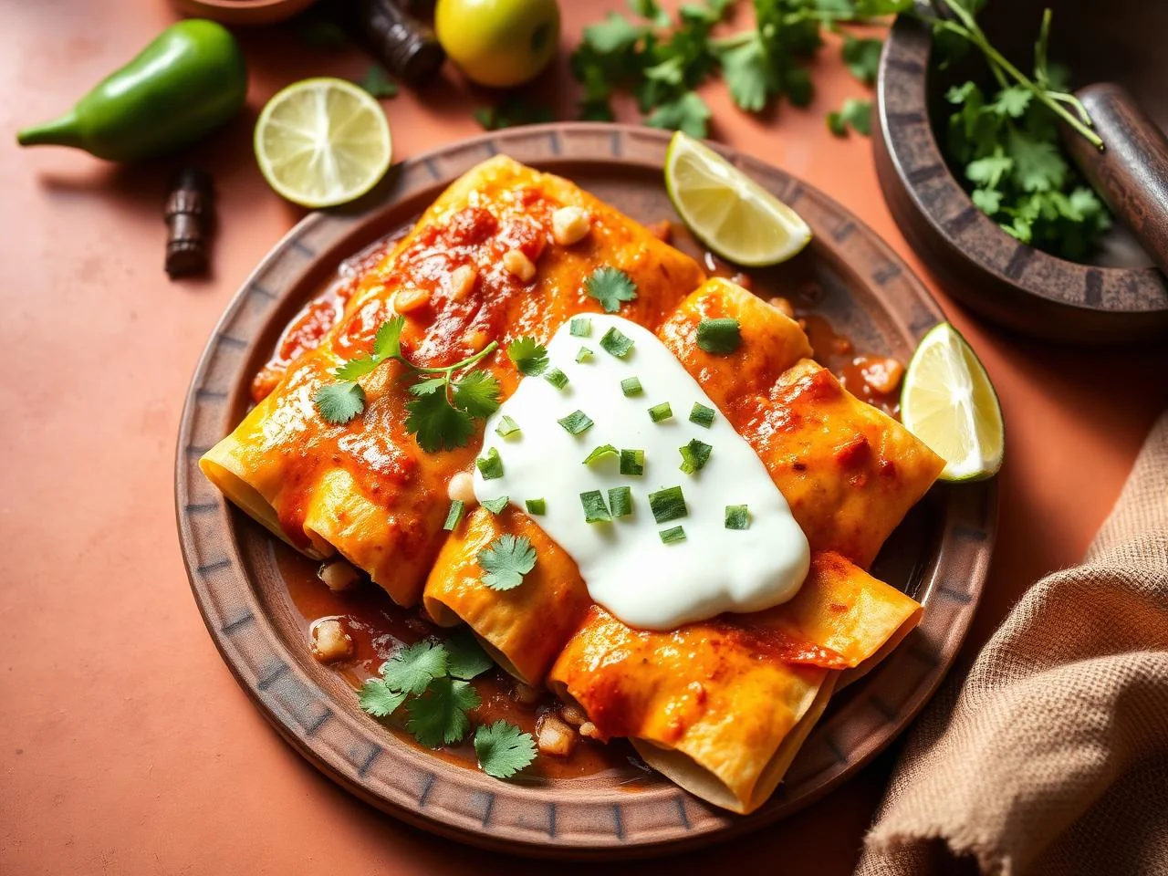 Enchiladas De Pollo Con Crema
