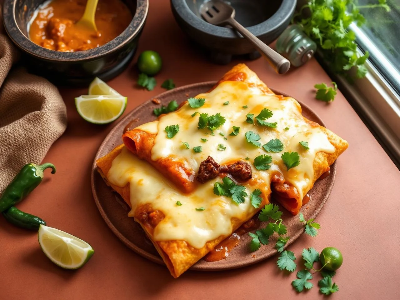 Enchiladas De Queso Con Rajas