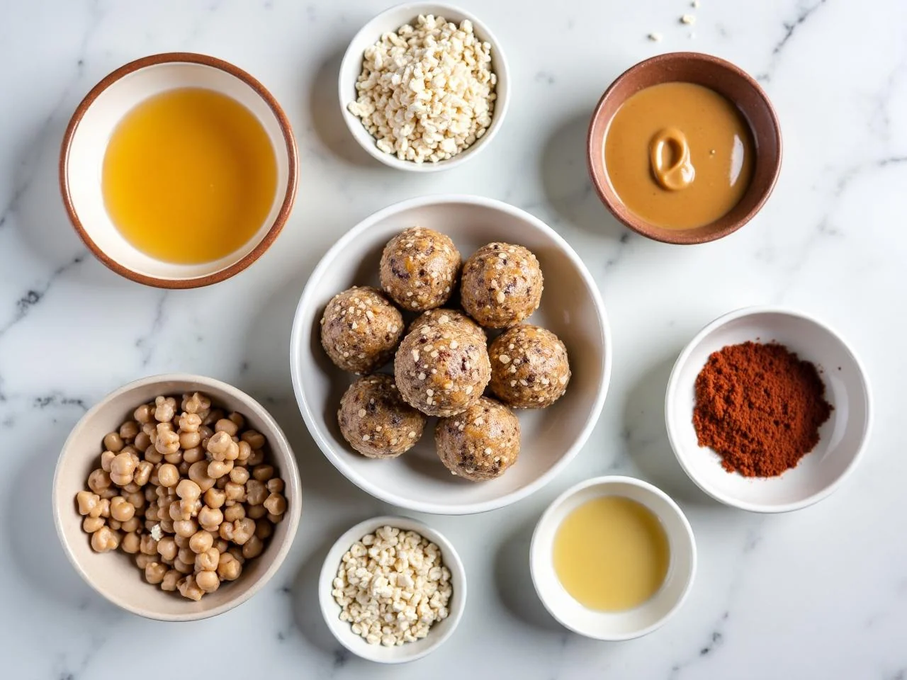 Ingredients for Energy Balls with Oats and Peanut Butter