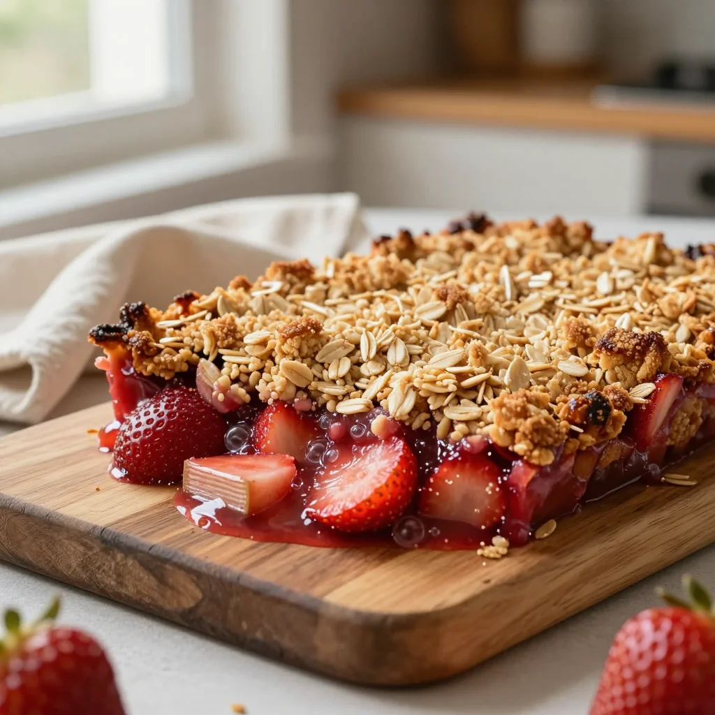 Strawberry Rhubarb Crisp with Oat Topping