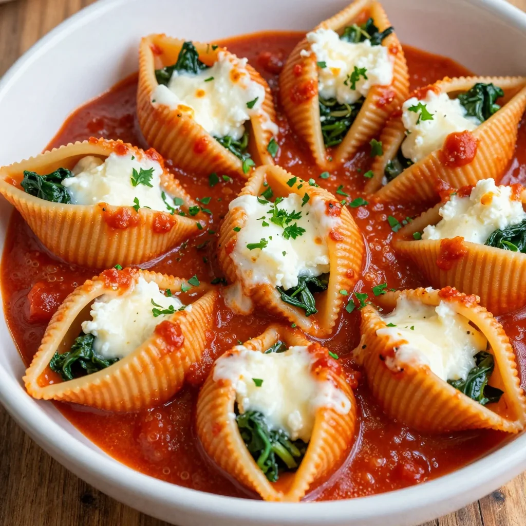Freezer Friendly Cheese and Spinach Stuffed Shells