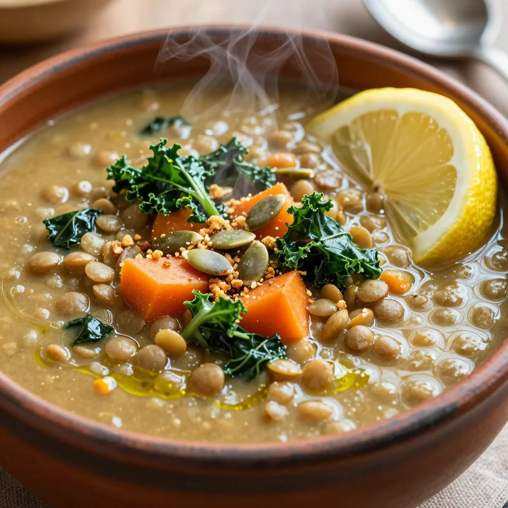proteinpacked lentil and carrot soup with winter greens