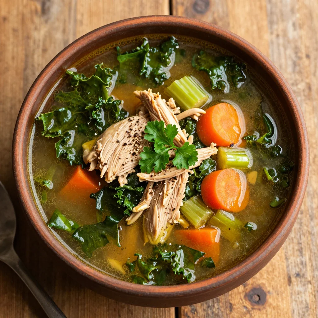 healthy chicken and kale soup for cozy winter family dinners