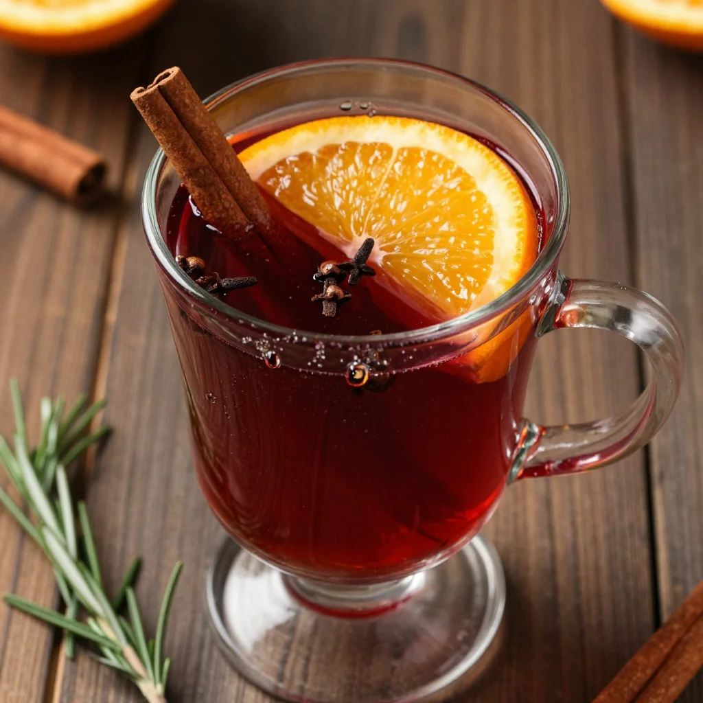 Warm Vegan Mulled Wine with Orange and Cloves