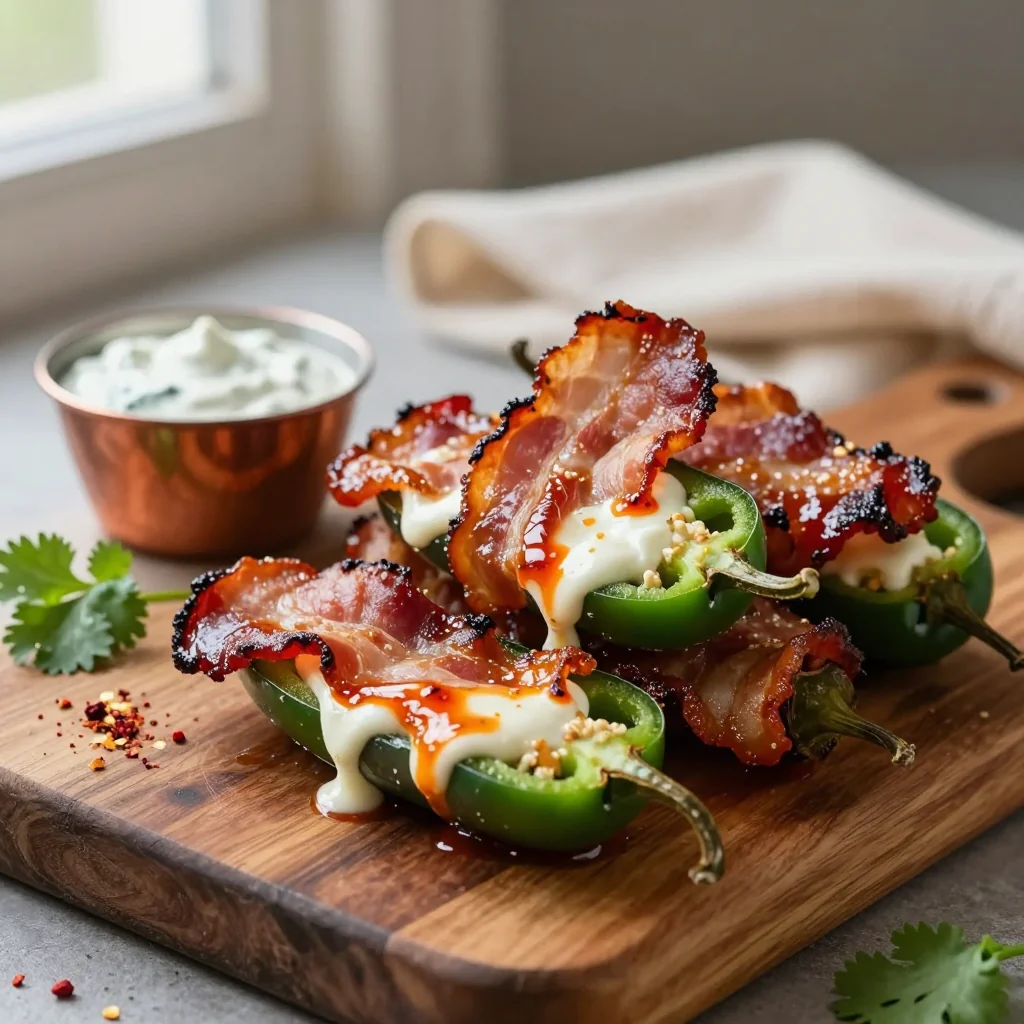 Sweet and Spicy Bacon Wrapped Jalapeno Poppers