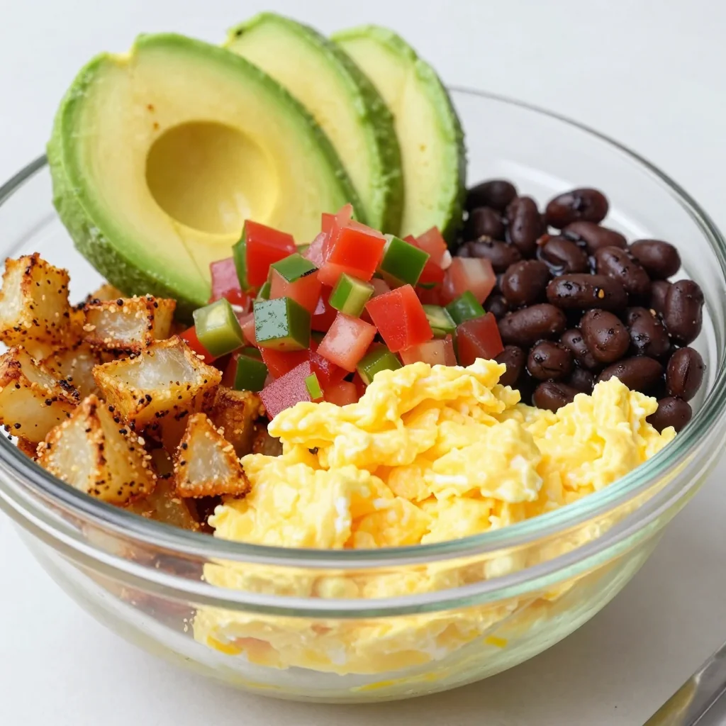 Meal Prep Breakfast Burrito Bowls with Avocado