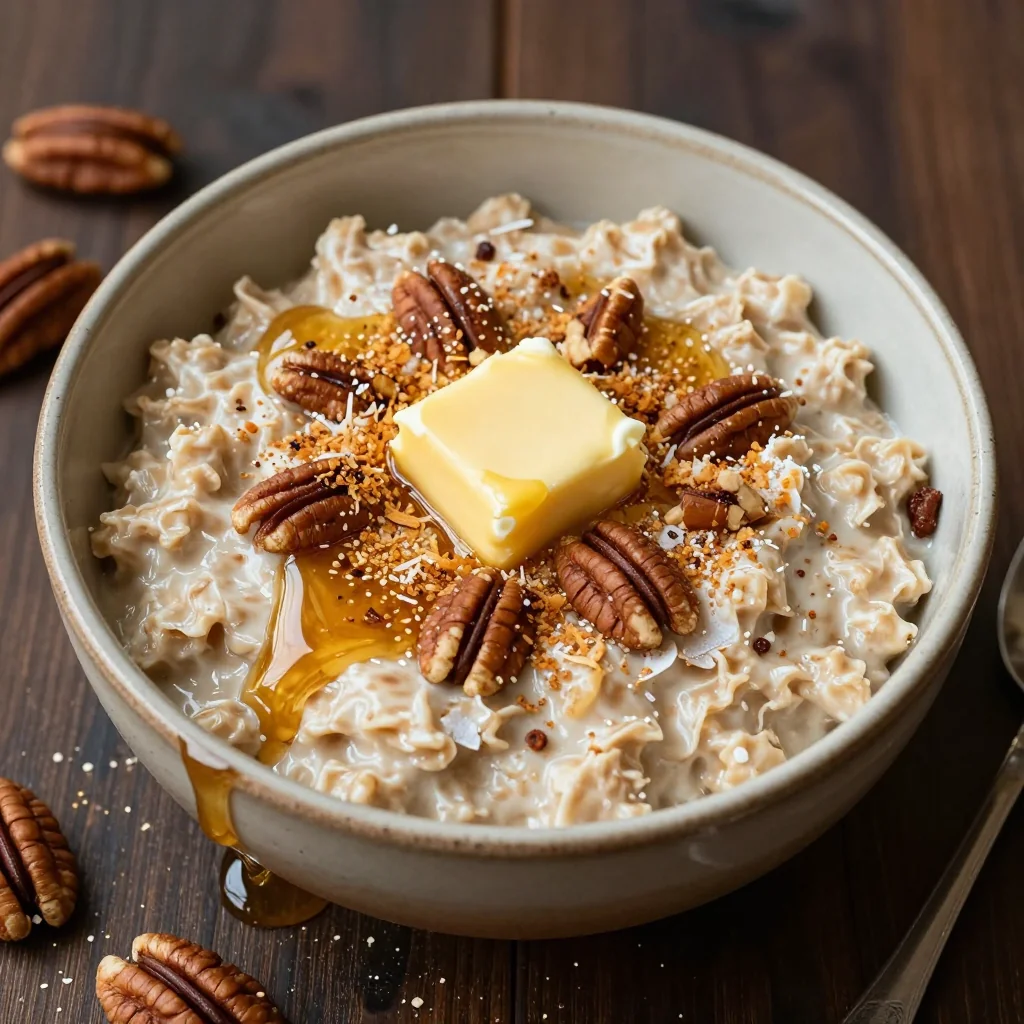 Warm Maple Oatmeal with Toasted Coconut and Pecans Recipe