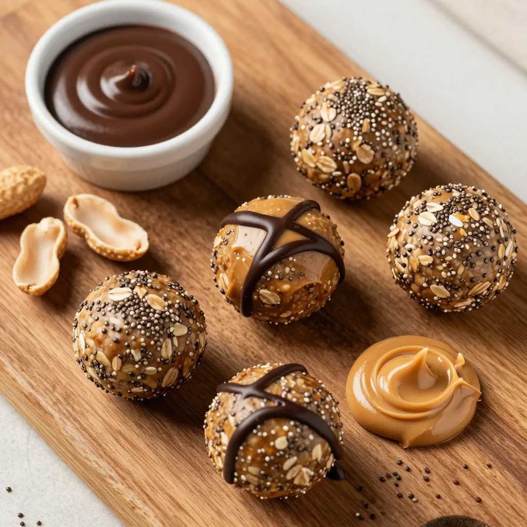 Clean Eating Protein Balls with Peanut Butter and Chocolate