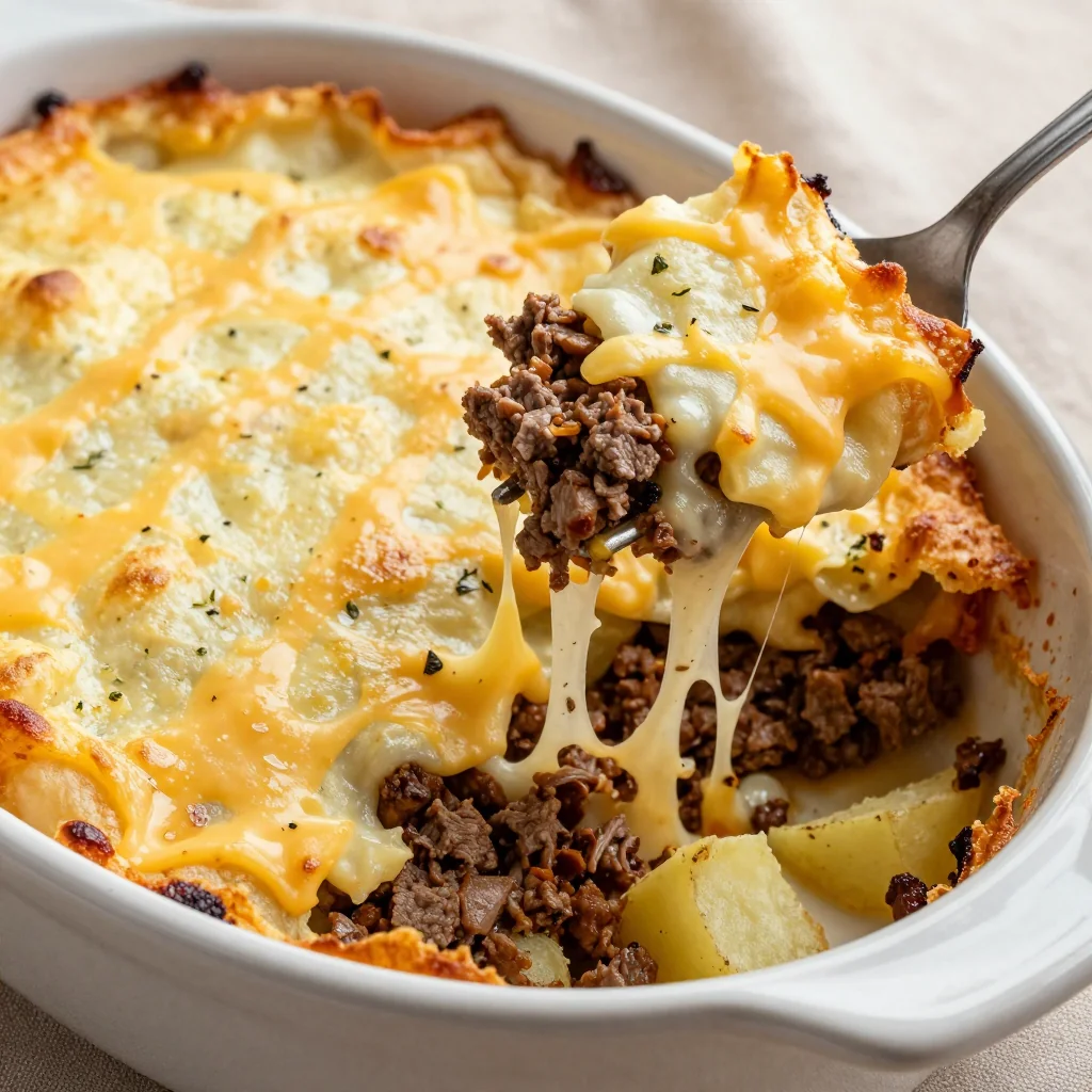 Kid Friendly Cheesy Ground Beef and Potato Casserole for Dinner