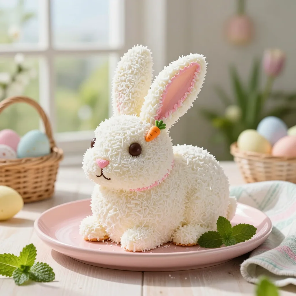 Easter Bunny Cake with Coconut Flakes