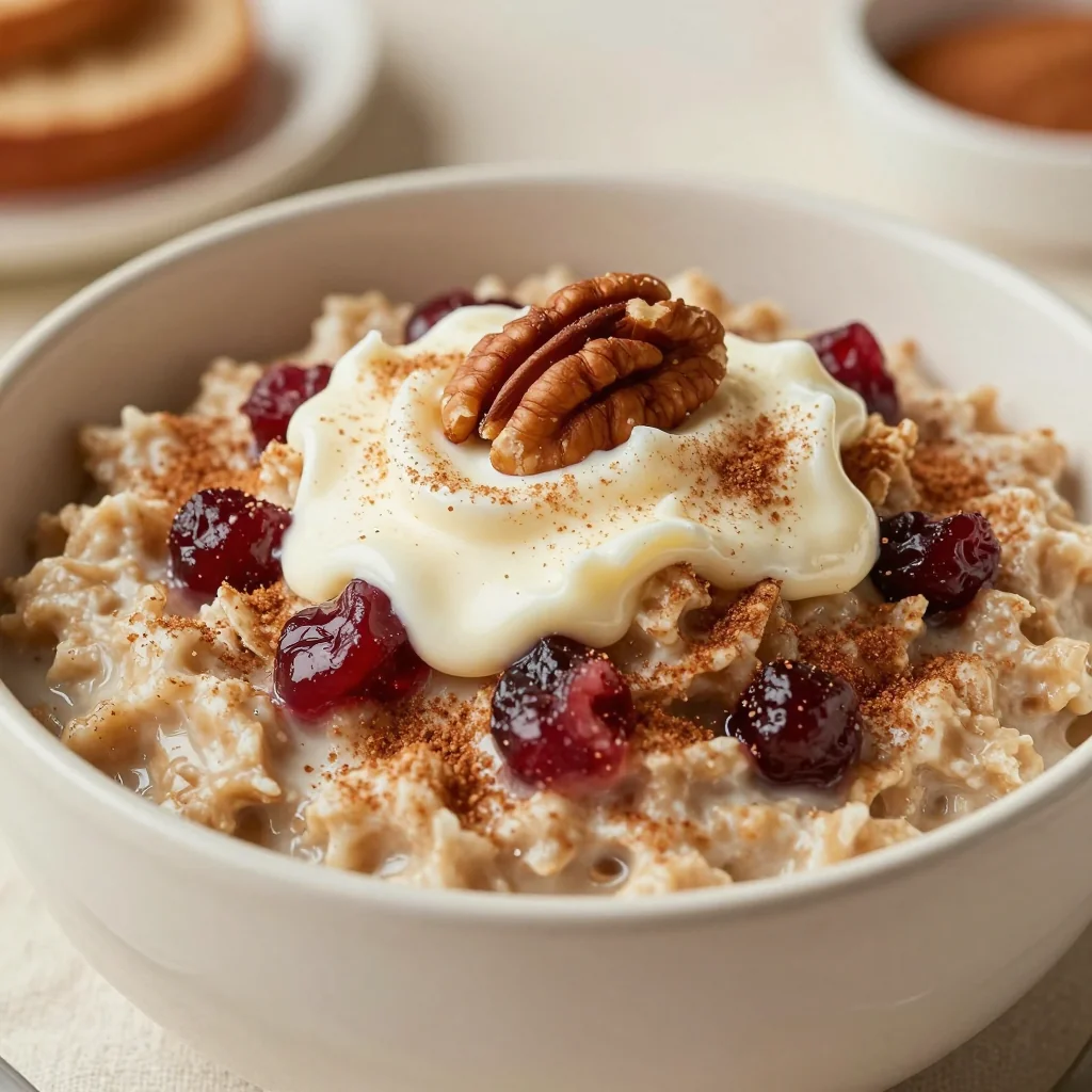 Warm Cinnamon Roll Oatmeal for Holiday Leftovers