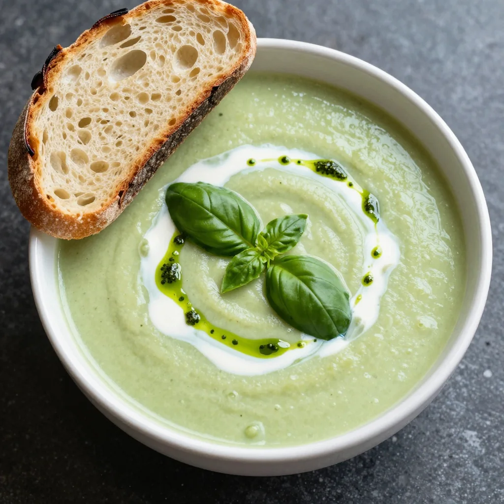 Creamy Zucchini Soup with Basil for Detox Lunch