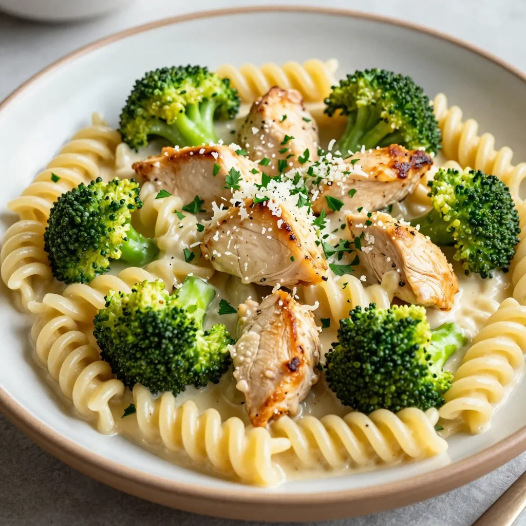 Creamy Chicken and Broccoli Pasta for One