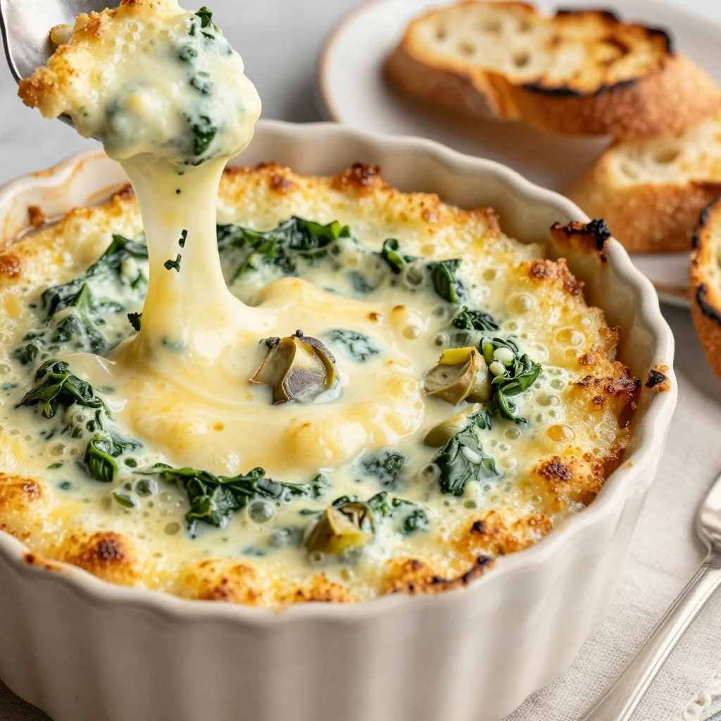 Healthy Baked Spinach Artichoke Dip Football Snack