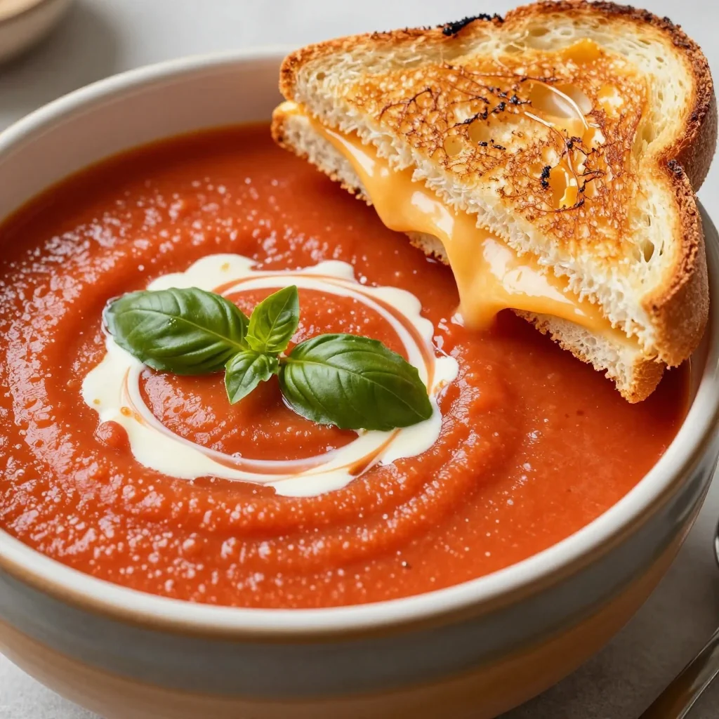 Creamy Tomato Soup with Grilled Cheese for a Classic Lunch