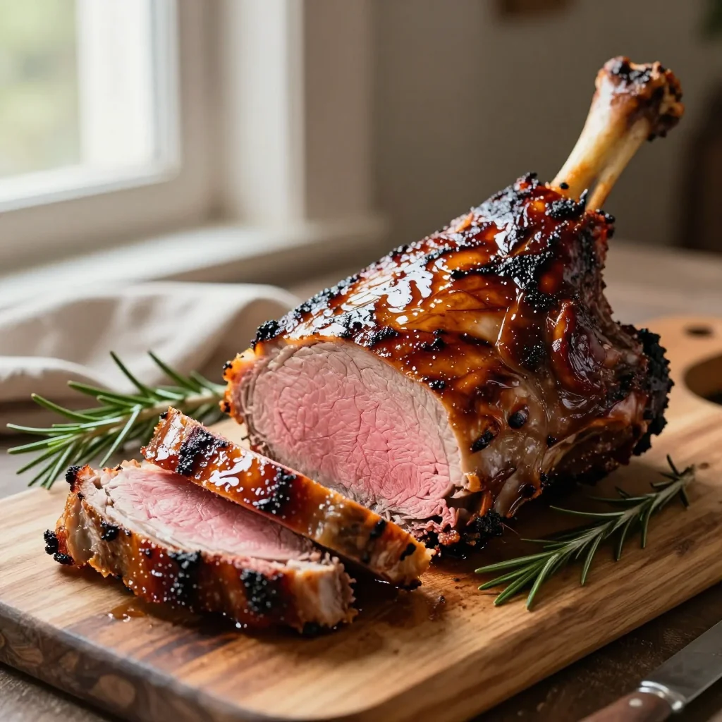 Roasted Lamb with Fresh Mint Sauce
