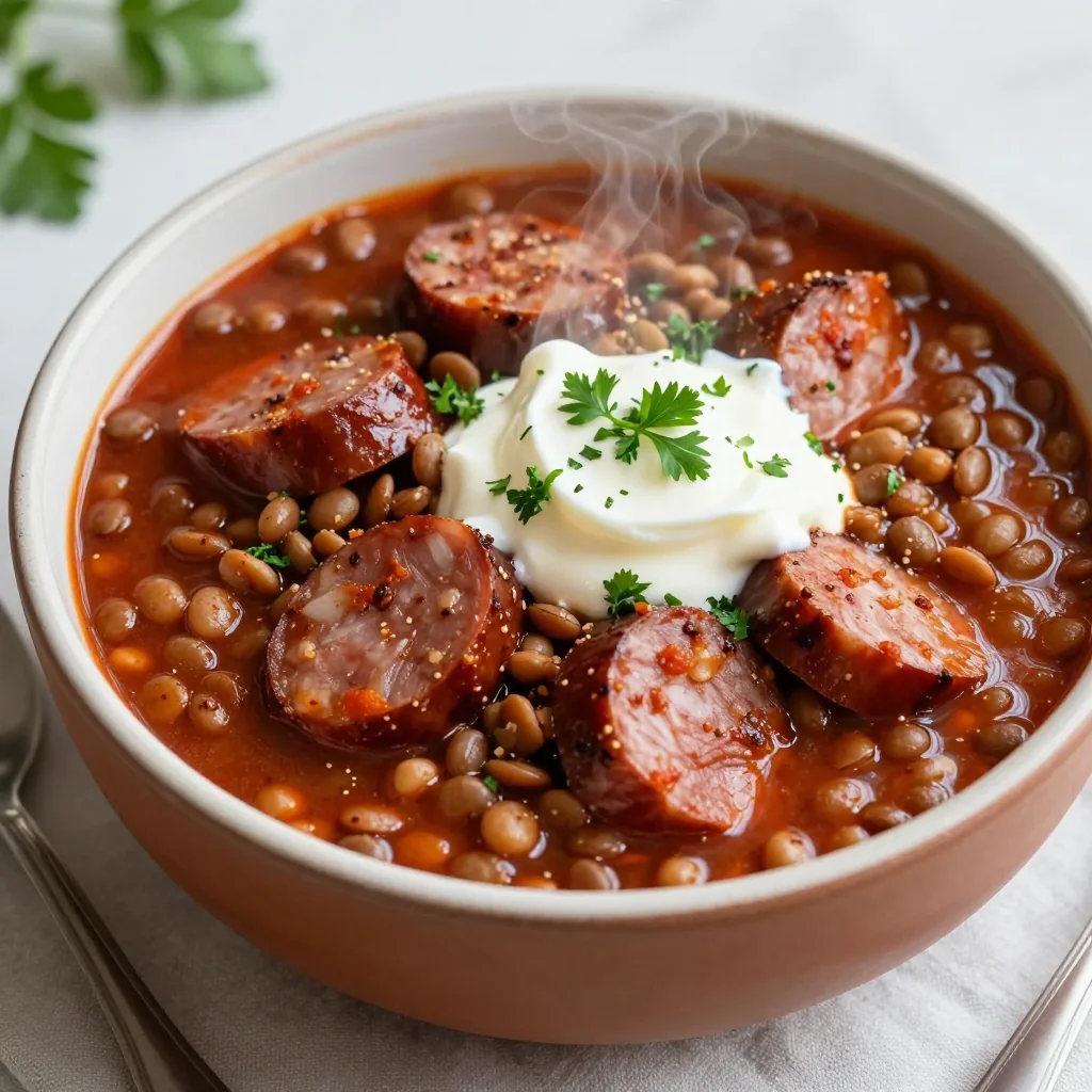 Spicy Sausage and Lentil Stew for Game Day Fuel