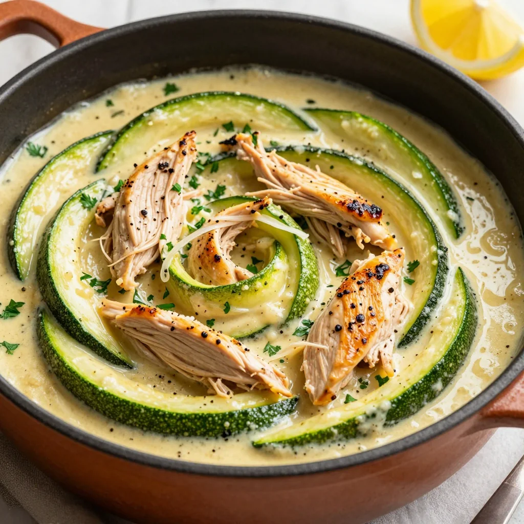 One Pot Creamy Chicken and Zucchini for Light Meals