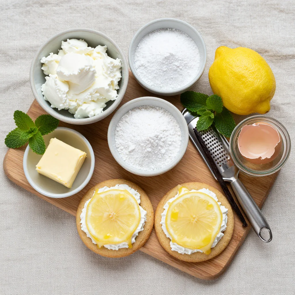 All ingredients for Ricotta Cookies with Lemon Glaze