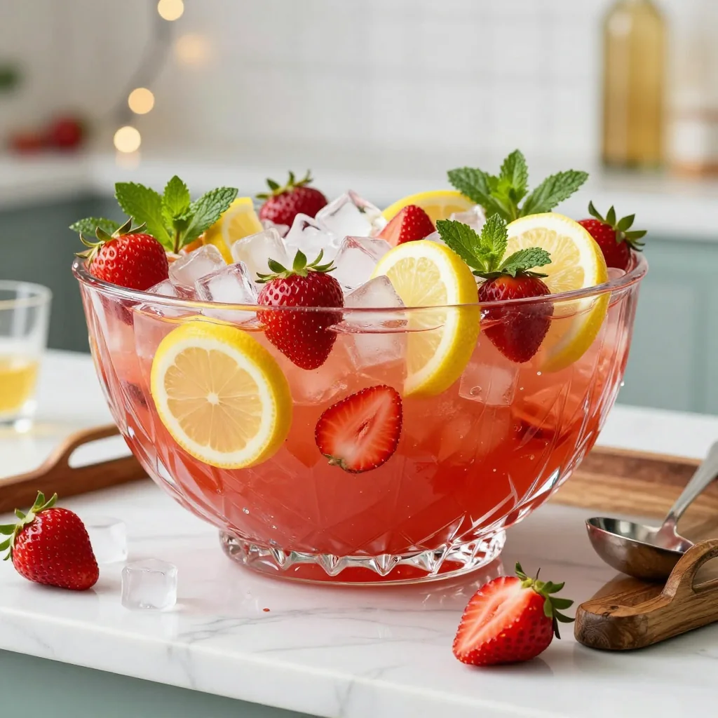 Strawberry Lemonade Vodka Punch for Parties