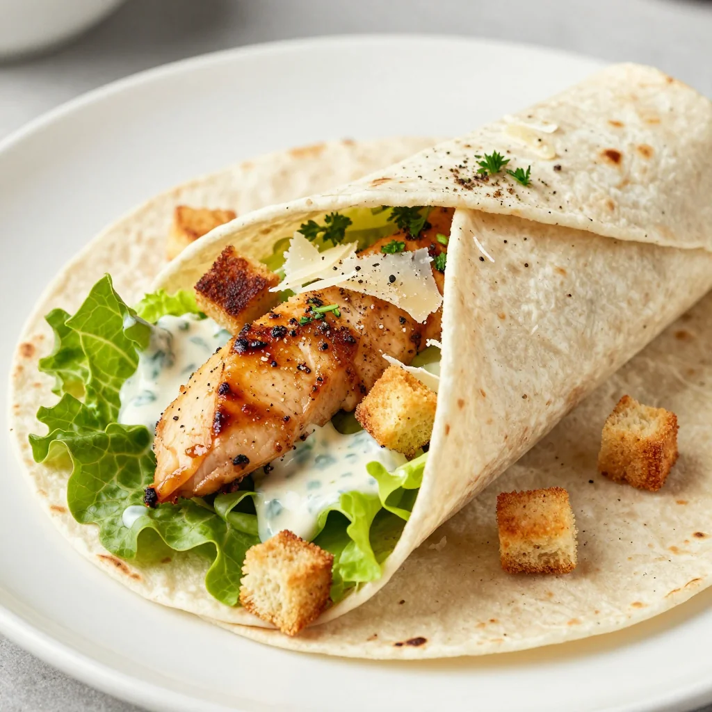 Low Calorie Chicken Caesar Salad Wraps for Dinner