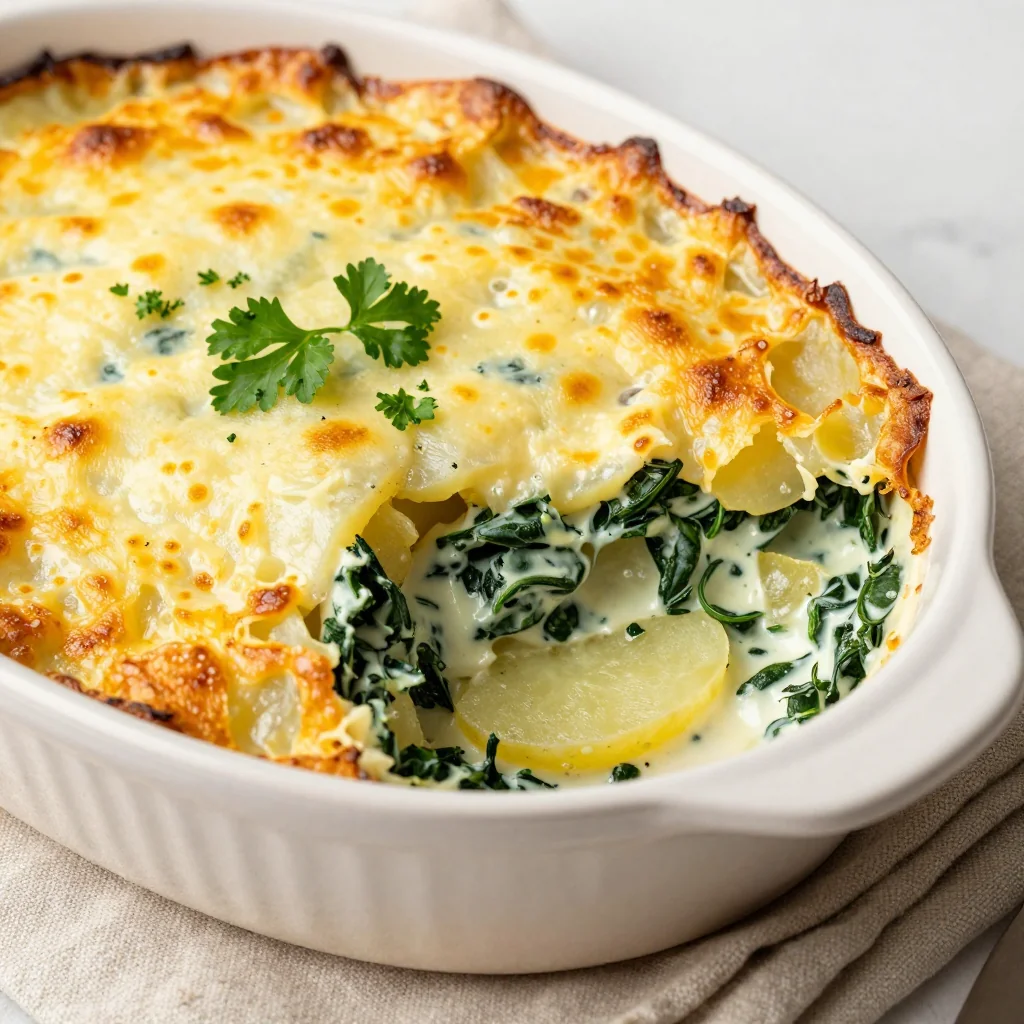 creamy spinach and potato casserole for slowmorning winter brunch