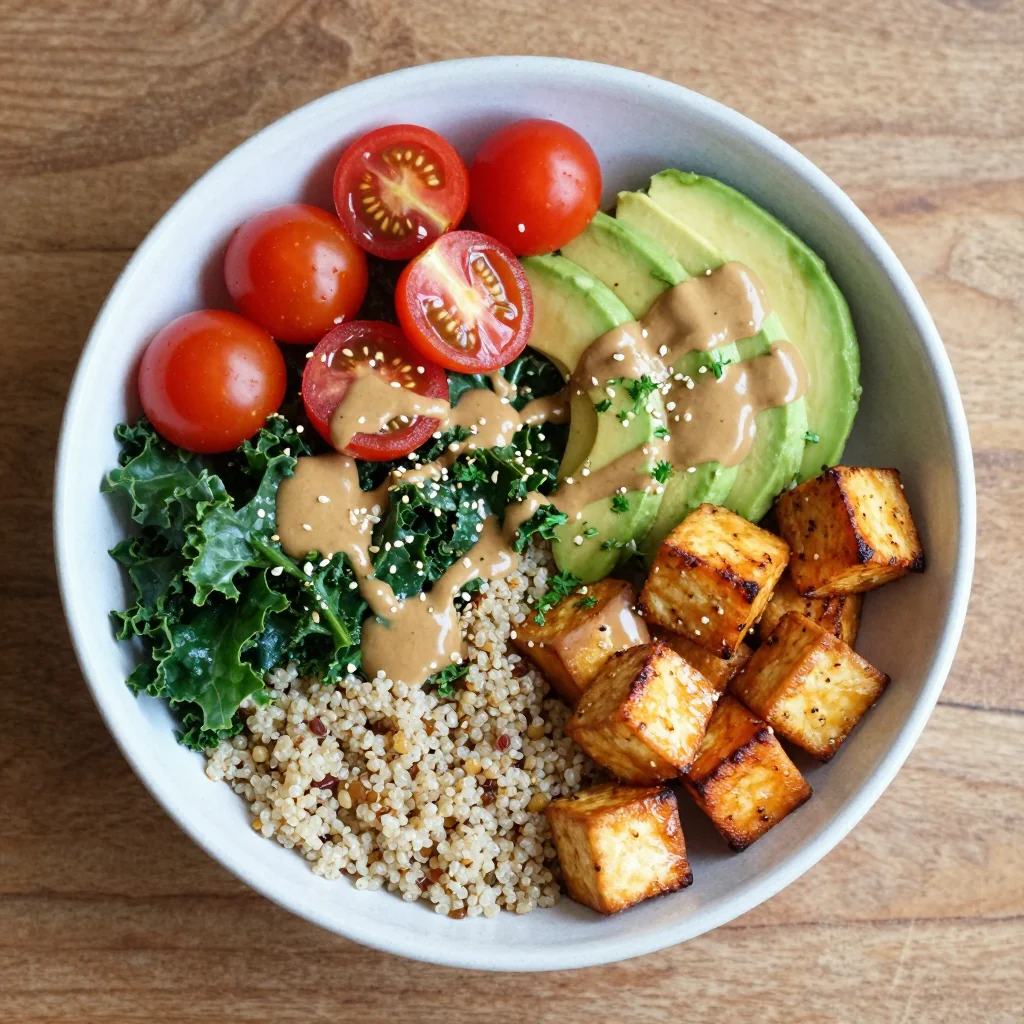 New Year Reset Vegan Tofu Bowl With Tahini Dressing